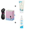 Pack Stimulateur clitoridien pro pengui Satisfyer + Lubrifiant + Nettoyant